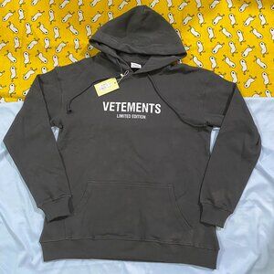 Unisex Dark Gray Vetements Hooded Sweatshirt
